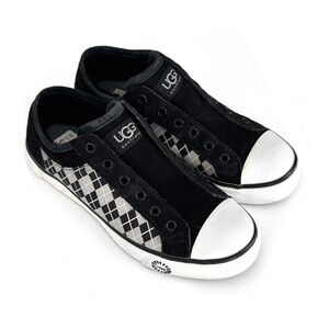 UGG Australia Laela Casual Sneakers Black Silver Argyle Shoes